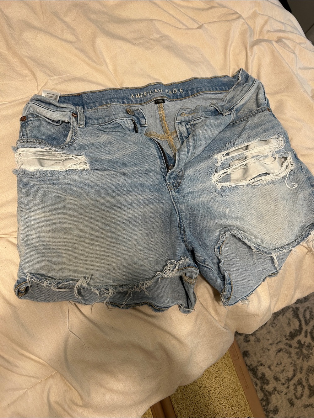 American Eagle Outfitters Light Wash Distressed Denim Cutoff Shorts